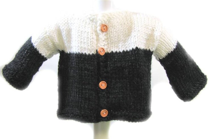 KSS Black/White Baby Sweater/Cardigan & Hat (3 - 6 Months) - Click Image to Close