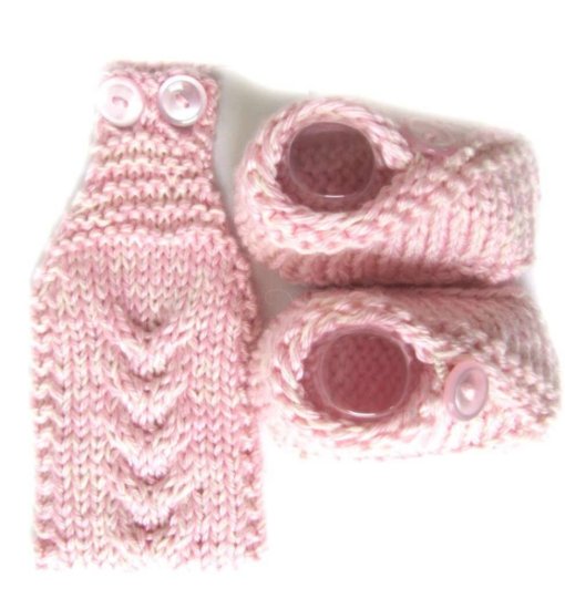 KSS Pink Booties and Headband (3-6 Months) - Click Image to Close