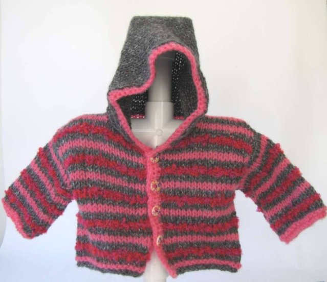 KSS Grey and Pink Hooded Sweater/Jacket (9 Months) - Click Image to Close