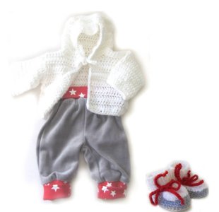 KSS White Sweater/Cardigan with Pants (3-6 Months)