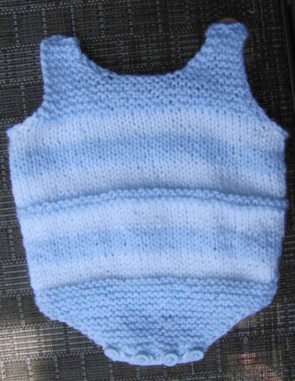KSS Acrylic Light Blue Striped Sleeveless Onesie 6 Months - Click Image to Close