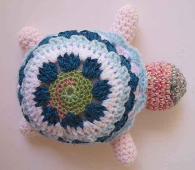 KSS Turtle with a Crocheted Shell 8" long - Click Image to Close