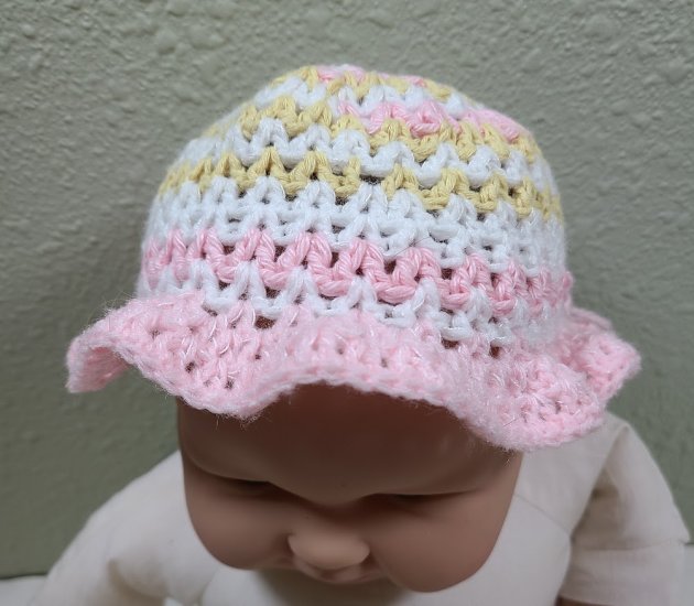 KSS Colorful Pink Crocheted Sunhat 14-17" (3-6 Months) HA-840 - Click Image to Close