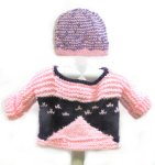KSS Pink/Purple Pullover Sweater and Hat (3-6 Months)
