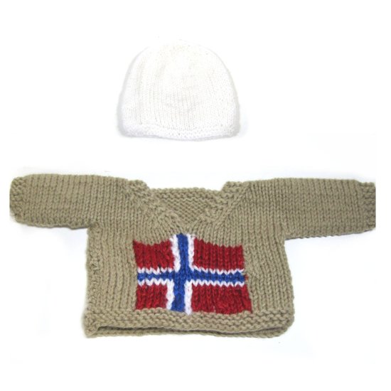 KSS Taupe Pullover Sweater with Norwegian Flag (2 - 5 Months) - Click Image to Close