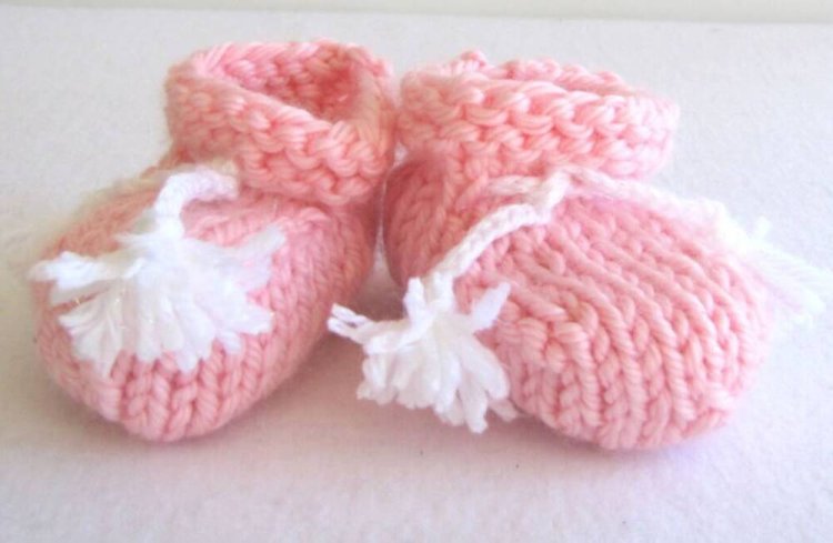 KSS Pink Knitted Tied Booties (6 Months) - Click Image to Close