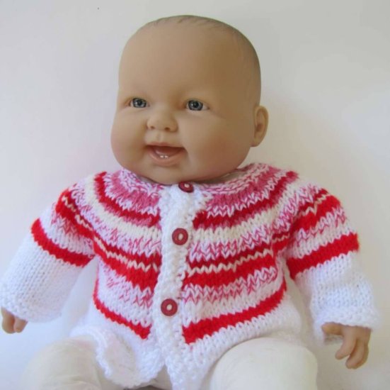 KSS Red/White Stripe Sweater/Cardigan (6 - 9 Months) - Click Image to Close