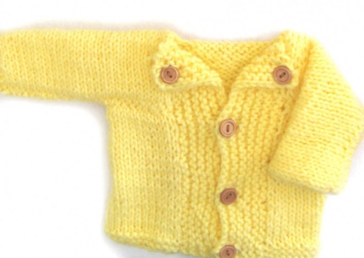 KSS Yellow Sweater/Cardigan with a Hat  NB-3 Months
