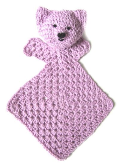KSS  Crocheted Pink Cotton Cat Blanky 7x7 Inches