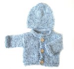 KSS Light Blue Sweater/Cardigan and Hat Set 3M