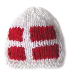 KSS Small White Beanie with a Danish Flag 12 - 14" (0 - 6 Months)