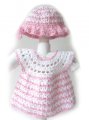 KSS Pink/White Crocheted Dress and Hat 6-9 Months