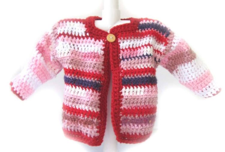 KSS Pink/Red Stripe Sweater/Cardigan (12 - 18 Months) - Click Image to Close
