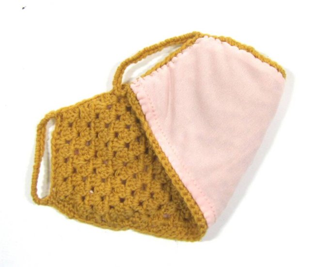 KSS Mustard Knitted Lined Ear to Ear Soft Face Mask Adult - Click Image to Close