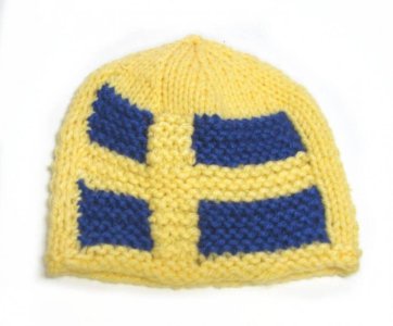 KSS Yellow Beanie with a Swedish Flag 15" (6-12 Months)