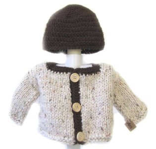 KSS Beige Sweater/Cardigan with a Hat (3 Months)