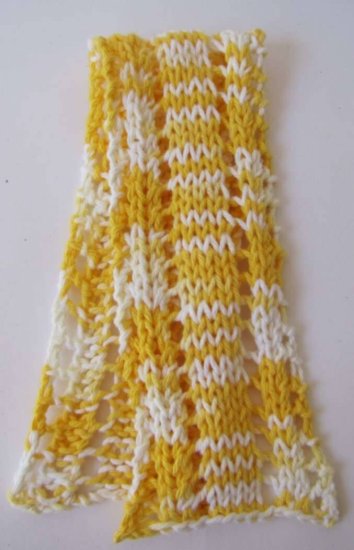 KSS Yellow/White Lacy Cotton Scarf 0 - 4 Years - Click Image to Close