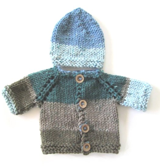 KSS Blue/Green/Brown Baby Sweater and Hat (3 Months) SW-906