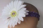 KSS Purple Elastic White Flower Headband 16 - 18" (2 - 3 Years)