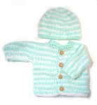 KSS Mint green/White Sweater/Cardigan with a Hat (3 Months)