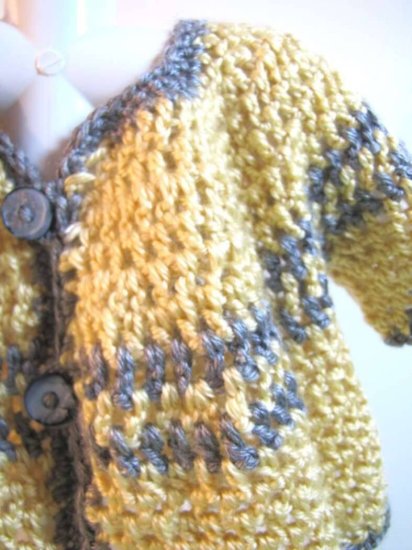 KSS Crocheted Soft Yellow Sweater/Jacket 2 Years - Click Image to Close