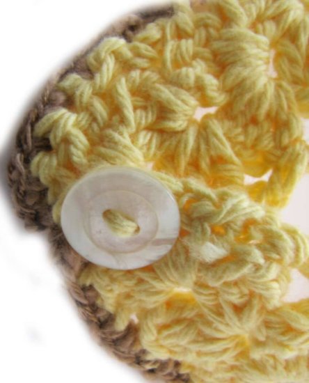 KSS Yellow Granny Square Cotton Baby Bib BI-004 - Click Image to Close