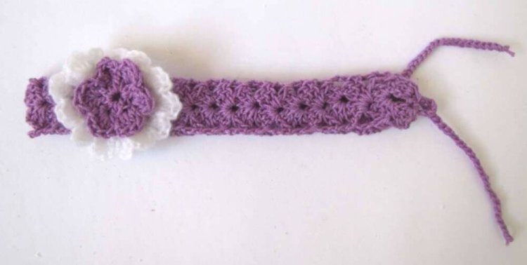 KSS Orchid Crocheted Cotton Headband up to 17" 0 - 24 Months - Click Image to Close