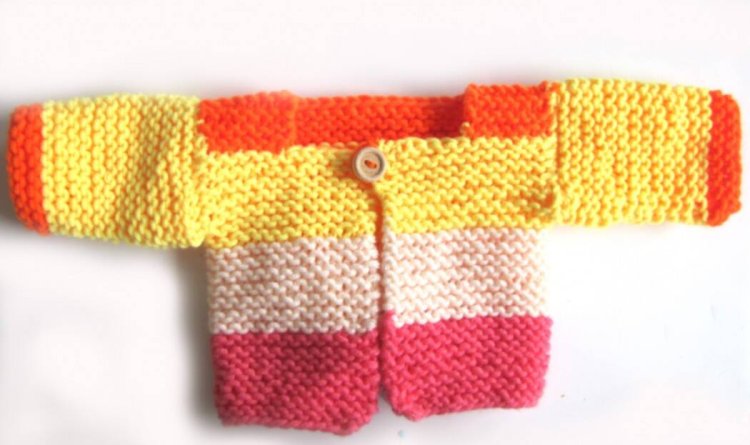 KSS Yellow/Orange Cotton Cardigan/Sweater in Newborn - Click Image to Close