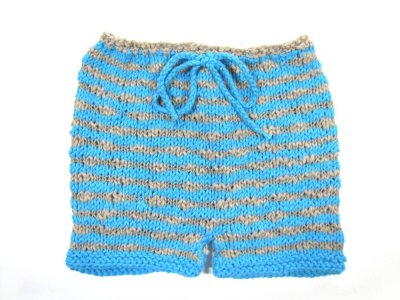 KSS Short Pants in Aqua/Taupe Cotton (6 - 9 Months) PA-066