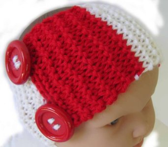 KSS Red Knitted Headband with Danish Colors 14 - 16"