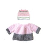 KSS Soft Knitted Pink and Grey Sweater and Hat 6 Months SW-269 KSS-SW-269-EBK
