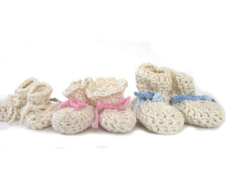 KSS Natural Cotton Crocheted Booties (3-6 Months) BO-005 - Click Image to Close