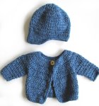 KSS Jeans Light Blue/Blue Sweater/Cardigan with a Hat Newborn SW-802
