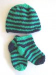 KSS Blue/Green Baby Booties and Hat Set (3 Months) HA-525
