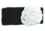 KSS Black Cotton Headband White Flower 16-18" (2 Years & up)
