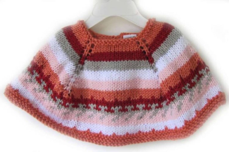 KSS Multicolored Baby Poncho and Hat (6 Months) PO-004 - Click Image to Close