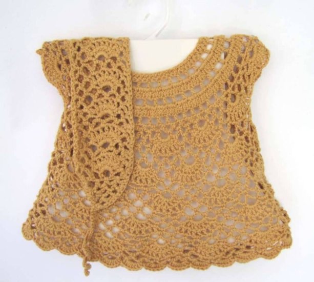 KSS Gold Cotton Crocheted Dress & Headband 6 Months - Click Image to Close