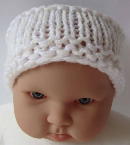 KSS Ivory White Knitted Cotton Baby Headband 13-15" (3-9M) - Click Image to Close