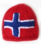 KSS Red Small Beanie with a Norwegian Flag 12 - 14" (0 -6 Months)HA-342