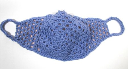 KSS Purple Crocheted Lined Ear to Ear Cotton Face Mask Adult