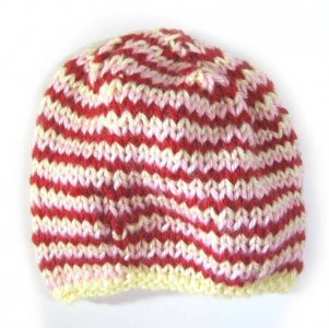 KSS Pink, Red & Yellowy Striped Colored Cap 12" (0-6 Months)
