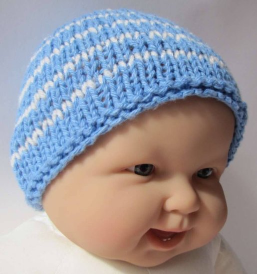 KSS Blue Striped Cotton/Acrylic Hat 14 - 16" (6 - 12 Months) HA-290 - Click Image to Close