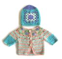 KSS Blue/Green/Aqua Striped Cardigan with a Hat (3 Months)