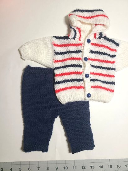 KSS Flag Colored Hooded Sweater Cardigan & Pants Newborn SW-036 - Click Image to Close