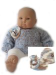 KSS Soft Light Blue and Brown Sweater (18 Months)