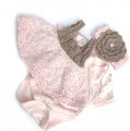 KSS Pink and Taupe Knitted Dress and Headband 3 months