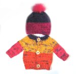 KSS Pink/Red Cupcakes Sweater/Cardigan with a Hat (3 Months) SW-764