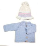 KSS Light Blue/Yellow Sweater/Cardigan with a Hat Newborn SW-1064