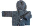 KSS Greyish Purple Sweater/Cardigan with a Hat Newborn SW-939