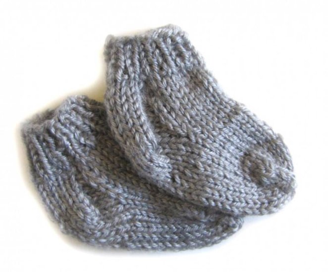 KSS Grey Acrylic Knitted Booties (0 - 3 Months)